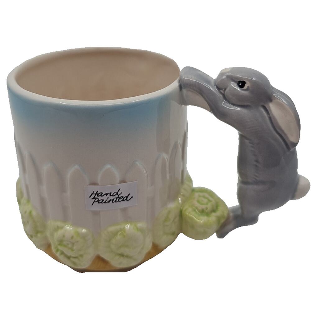 Vintage 1989 Bergschrund Seattle Rabbit Bunny Hand Painted 3D Mug NEW Rare
